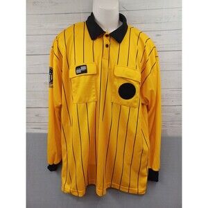 Official Sports Soccer Referee USSF Long Sleeve Jersey Shirt Yellow Black XL